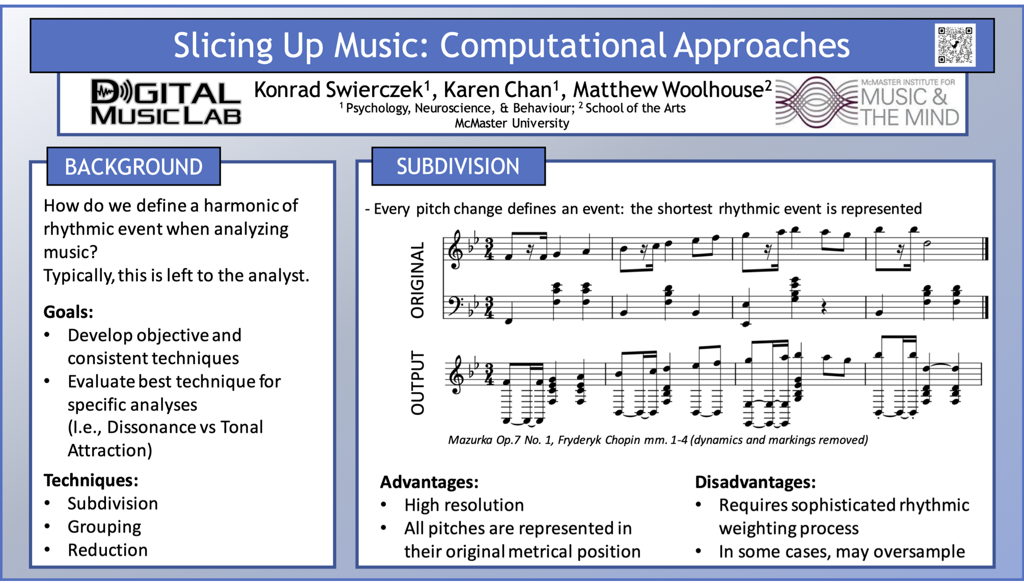 Part 1 of 3 of the Poster for Slicing up music: Computational Approaches